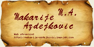 Makarije Azdejković vizit kartica